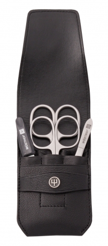 Etui manucure en cuir 4 pi&egrave;ces - Noir W&uuml;sthof