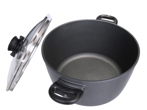 Faitout 24 cm Swiss Diamond 5 Litres avec couvercle en verre. Induction.