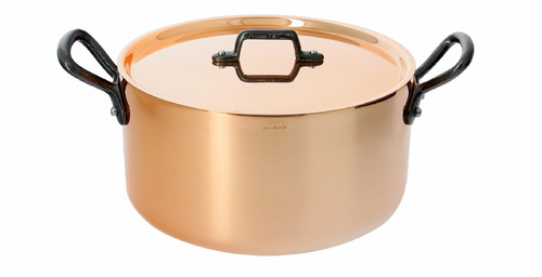 Faitout cuivre-inox e.f. A couvercle  anses fonte ø 16cm