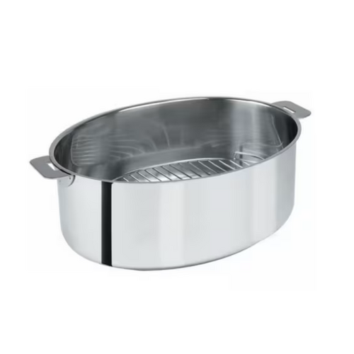 Faitout ovale 30 cm inox Mutine amovible & grille sans couvercle