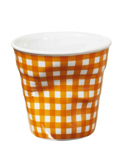 Gobelet froiss&eacute; Espresso Revol  8 cl blanc vichy orange