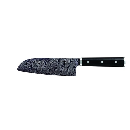 Grand Santoku KIZUNA lame noire manche noir 16cm