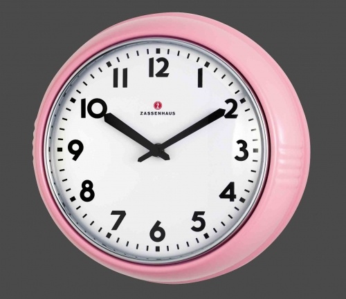 Horloge Retro &oslash; 24 cm rose