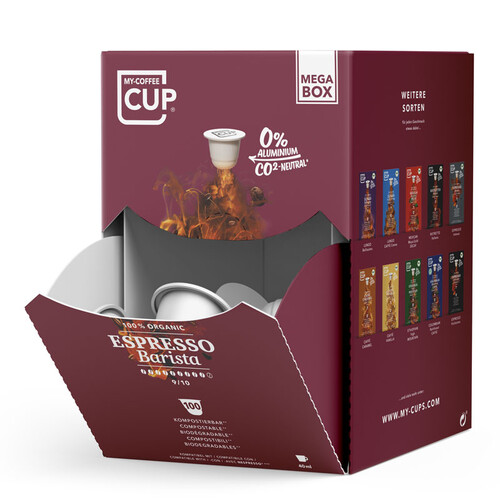M&eacute;gabox de 100 capsules biod&eacute;gradables de caf&eacute; Espressso Barista