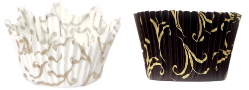 Moule cupcake  papier 'Arabesque & lila' &oslash;7.5 et 7 xht3.5 cm par 24