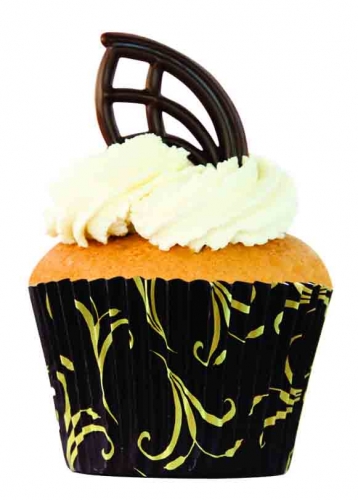 Moule Cupcake  papier 'Arabesque' noir et doré ø7.5xht3.5 cm par 45