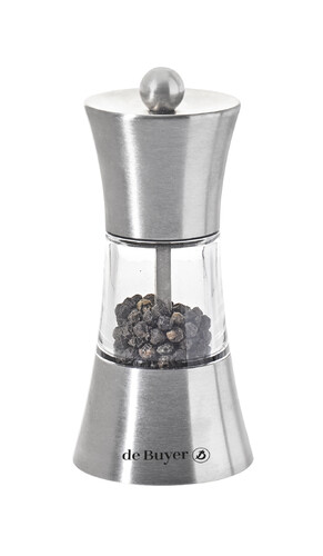 Moulin &agrave; poivre/sel SALSA, 13 cm en inox, m&eacute;canisme m&eacute;tal