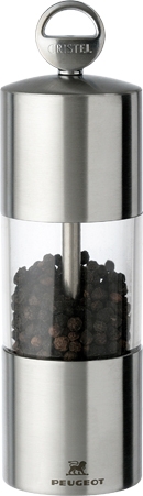Moulin &agrave; poivre transparent et son m&eacute;canisme Peugeot 15 cm TCPRT15