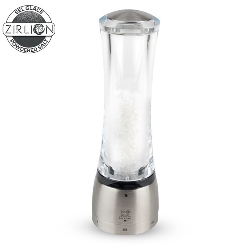 Moulin à Sel Manuel 21 cm en Acrylique Transparent / Inox DAMAN Mécanisme Zirlio