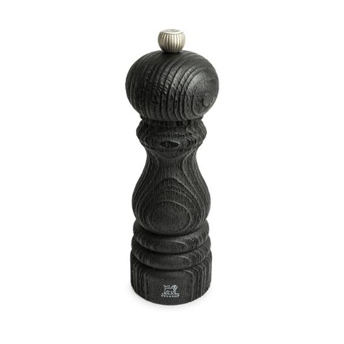 Moulin &agrave; sel manuel en bois upcycl&eacute;, noir, 18 cm - 7in