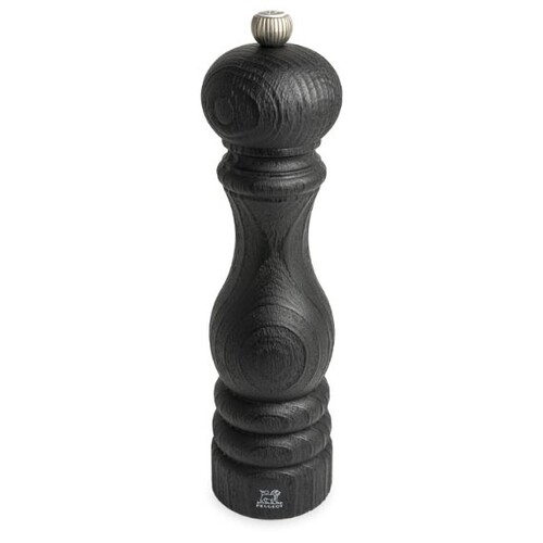 Moulin &agrave; sel manuel en bois upcycl&eacute;, noir, 22 cm - 9in