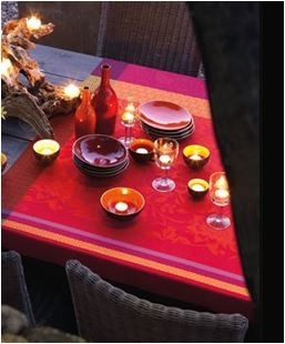 Nappe Le Jacquard Fran&ccedil;ais 150x150 Provence Enduite Gariguette 100% coton