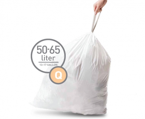 Pack de 3 x 20 sacs poubelle 55 L pour poubelle avec r&eacute;serve de sac (mod&egrave;le Q)