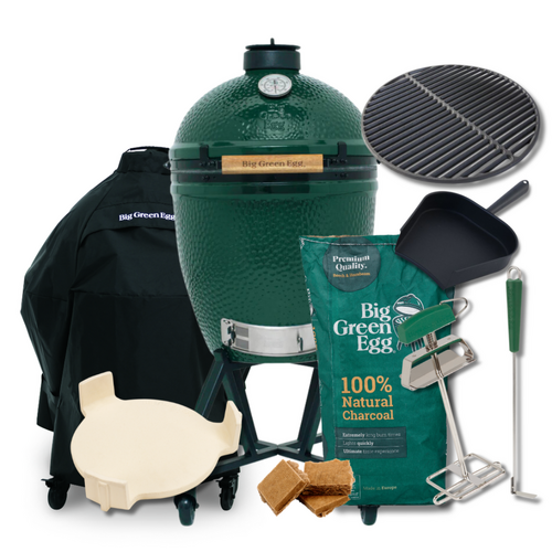 Pack LARGE Gril avec l\'Egg Large, le chariot à roulettes, 6 accessoires et consommables & le conveggtor