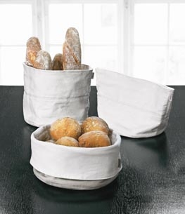 Panier &agrave; pain tissu grand mod&egrave;le blanc/cr&egrave;me