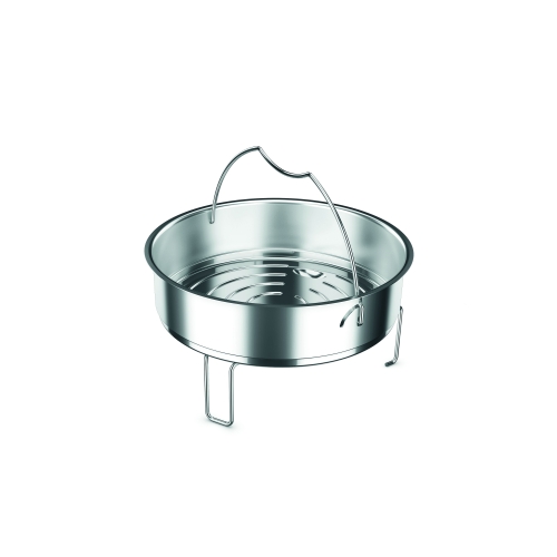 Panier non perfor&eacute; en inox avec tr&eacute;pied pour autocuiseur  26 cm