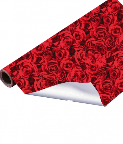 Papier cadeaux roses rouges 20 x 49  cm - Maxi rouleau de 20 mètres (52g/m2)