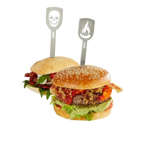 Pics à burgers TORRO, 2 pcs. (tête de mort + flamme)