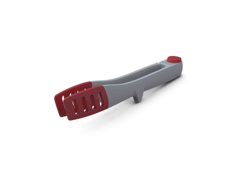 Pince avec reposoir de propret&eacute; & bouton blocage Joseph Joseph gris/rouge 30 cm