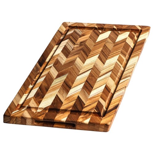 Planche &agrave; d&eacute;couper HERRING en teck avec rigole &eacute;p 2,5 cm L 46 x 36 cm