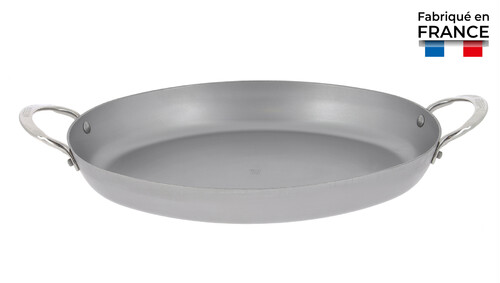 Plat à rôtir ovale avec 2 anses rivetées L.36 x 26 cm x 4.8 mm