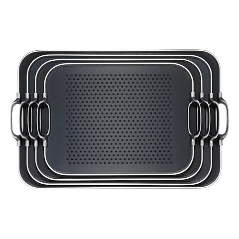 Plateau black/Silver Picots 'Rubber Grip' petit modèle 40x30 cm