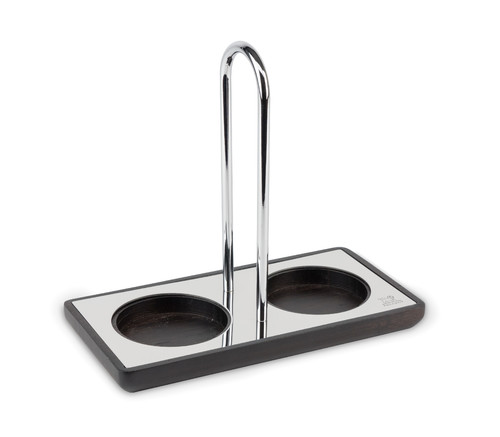 Plateau duo vide pour moulins max 5,6 cm diam&egrave;tre - inox/noir 18 cm x 9 cm x 15
