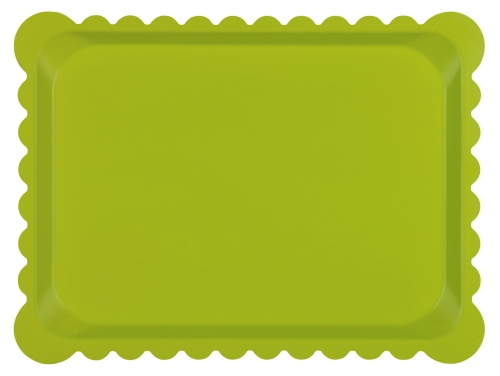 Plateau 'petit beurre' vert stratifi&eacute; 40 x 30  cm