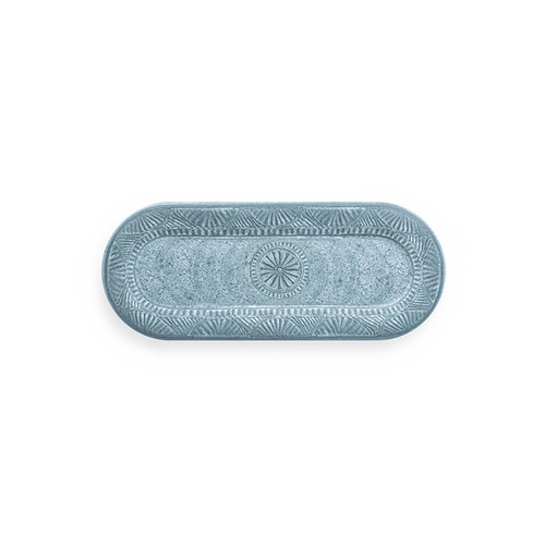 Plateau sandwich/caf&eacute; Cyan bleu/vert 38 x 15 cm