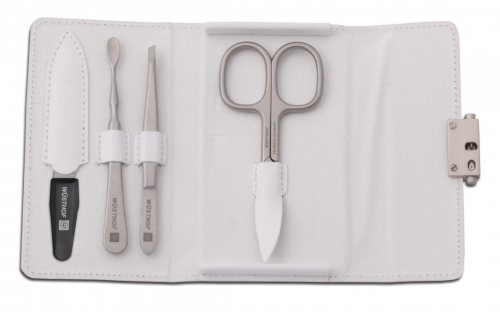 Pochette manucure en cuir 4 pi&egrave;ces - Blanc W&uuml;sthof