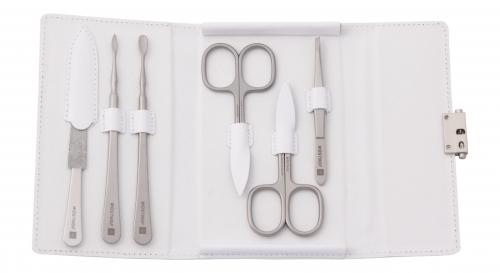 Pochette manucure en cuir 6 pi&egrave;ces - Blanc W&uuml;sthof