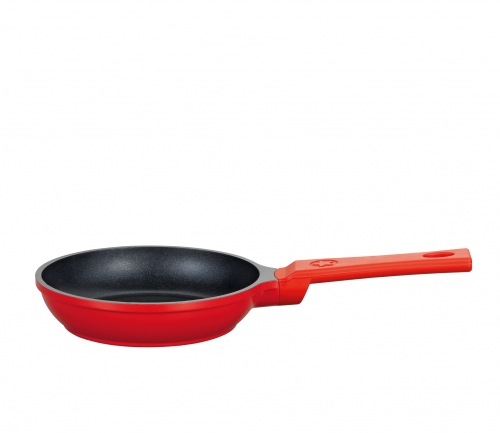 Po&ecirc;le &agrave; oeuf ou blinis induction rouge 14 cm Spring - Aluminium, triple rev&ecirc;teme