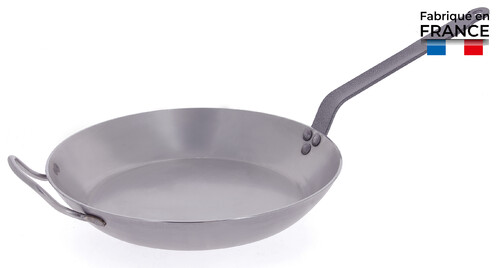 Poêle ronde en tôle blanche carbone + § 32 cm