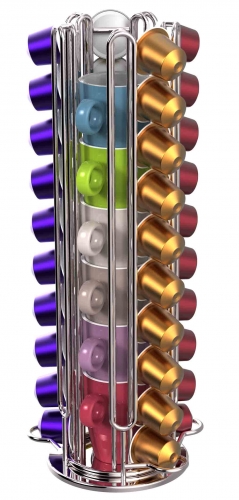 Porte 40 capsules nespresso pivotant '4 barrettes' + 6 tasses espresso