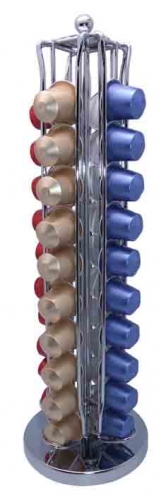 Porte 40 capsules Nespresso sur pied 'Tourniqueti' - 13  cm x 41.5  cm - fil m&eacute;t