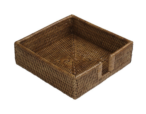Porte-serviettes rotin fonc&eacute; vide pour serviettes Lunch de 33 x 33 cm
