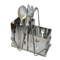 Porte ustensiles 2 compartiments 'Tools' en inox 17.5 x 9 x 18cm