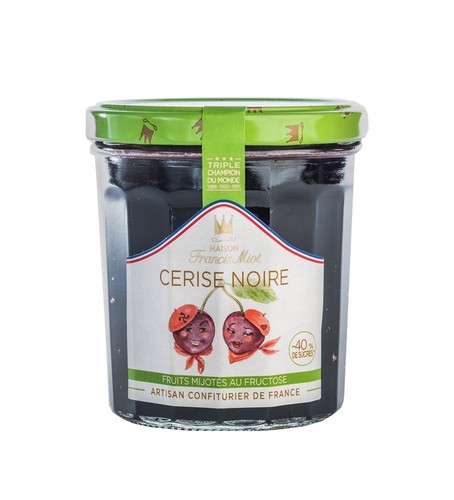 Pot de 320 grammes de confiture allégée Cerise noire béret