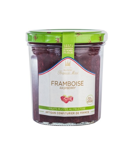 Pot de 320 grammes de confiture all&eacute;g&eacute;e Framboise