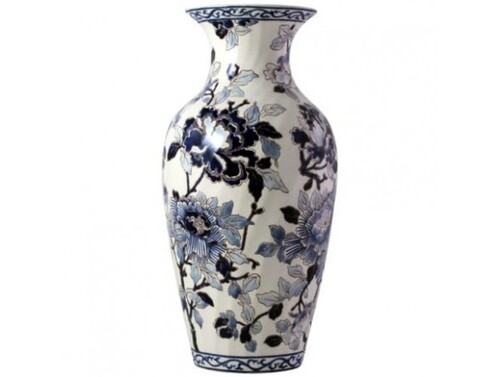 Potiche Cannelée 2Pivoines Bleues