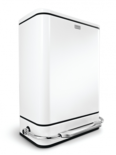 Poubelle &agrave; p&eacute;dale barre acier- 38L -  acier blanc (mod&egrave;le N)