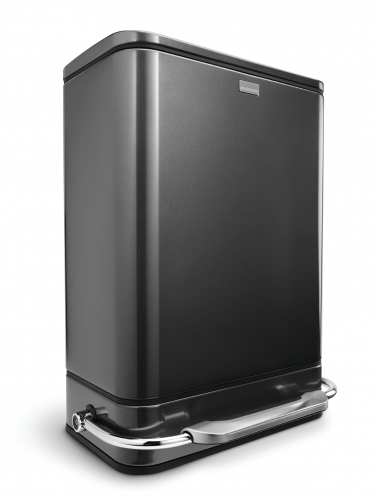 Poubelle &agrave; p&eacute;dale barre acier- 38L -  acier gris fonc&eacute; (mod&egrave;le N)