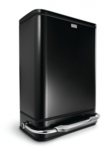 Poubelle &agrave; p&eacute;dale barre acier- 38L - acier noir (mod&egrave;le N)