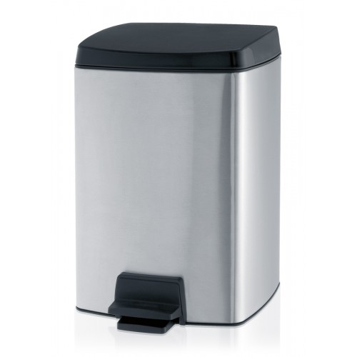 Poubelle &agrave; p&eacute;dale mat 10 litres rectangulaire, avec seau int&eacute;rieur plastique