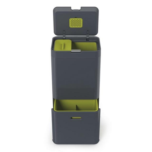 Poubelle de tri s&eacute;lectif Totem IntelligentWaste 60 litres anthracite