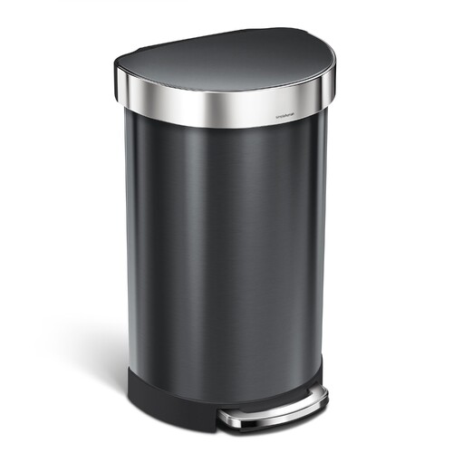 Poubelle Demi-Lune &agrave; P&eacute;dale 45&nbsp;Litres, Compartiment Simple, Acier Inoxydable Noi