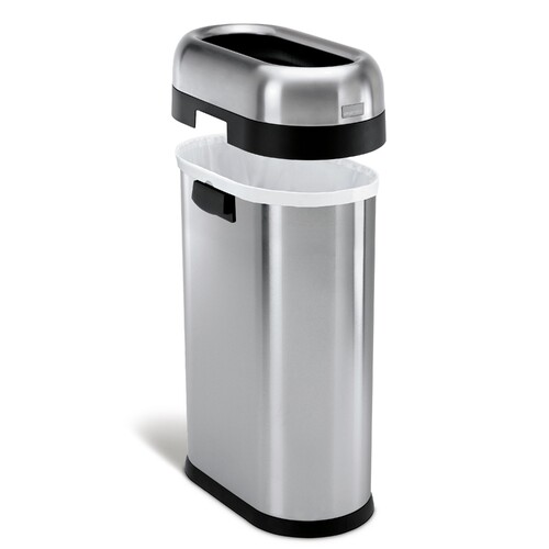 Poubelle Simplehuman 60L - Acier Inox Brossé, Design Ouvert Pour Espaces Commerciaux Et Maisons Animées