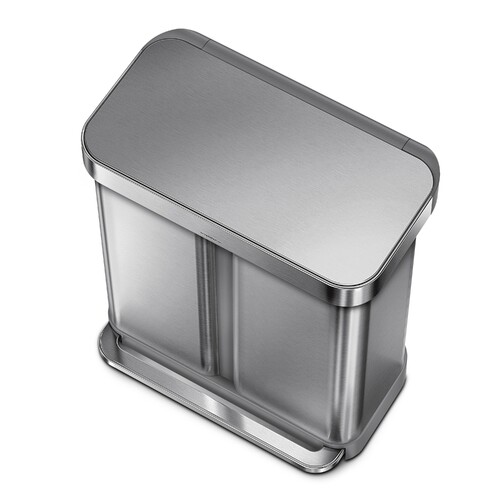 Poubelle Rectangulaire à Pédale Avec Réserve à Sacs 58 Litres , Double Compartim