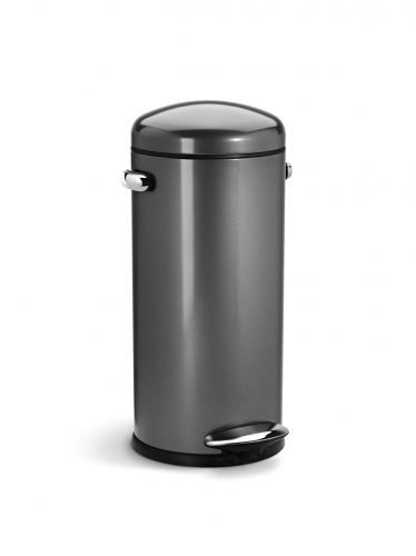 Poubelle r&eacute;tro &agrave; p&eacute;dale - 30L - gris (mod&egrave;le G)