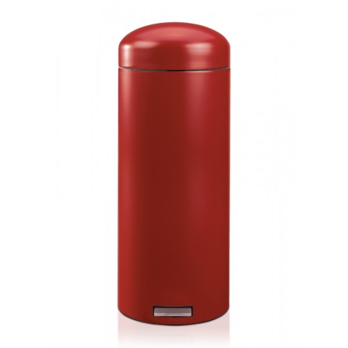 Poubelle R&eacute;tro bin &agrave; p&eacute;dale ronde 30 l rouge